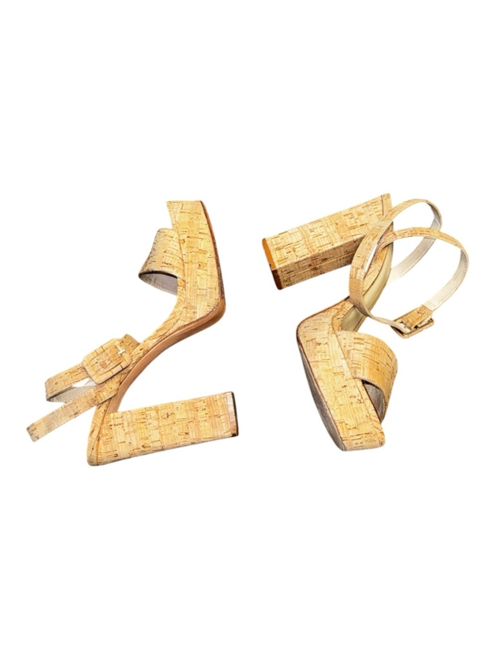 HOUSE OF HARLOW 1960 Mika Platform Heel in Natural Cork Leather Sole Sz 9.5 - Picture 5 of 17